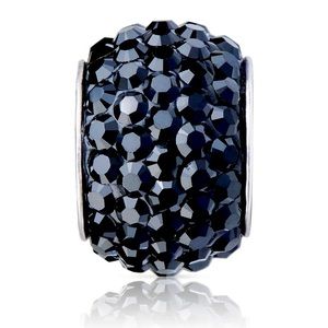 Sparkle Life Sparklies: Jet Black Swarovski Crystal Silver Charm